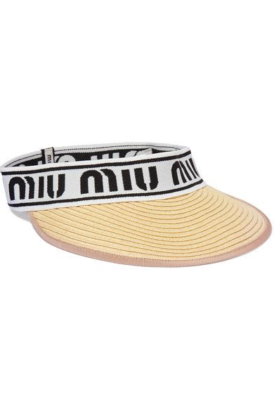 miu miu woven straw visor|miu michael's hat.